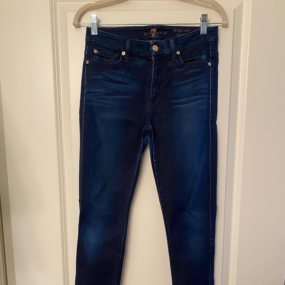 Seven High-Rise Skinny Jeans - Dark Wash